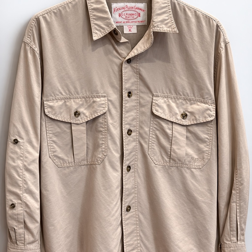 Filson Men's Beige Button-Up Shirt Jacket - Picture 2 of 3